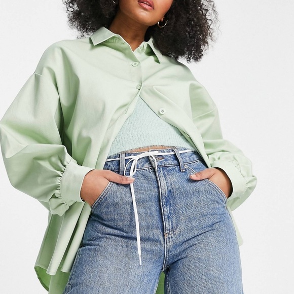 ASOS Design Mint Button Down Oversized Shacket Size 6 - Picture 1 of 7